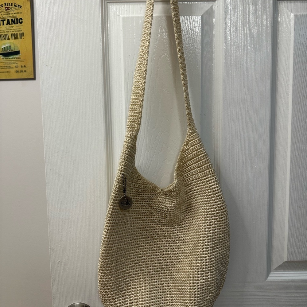 Cream Knit Shoulder Bag